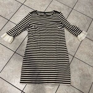 Talbots Striped Olive Green and White Dress Size LP